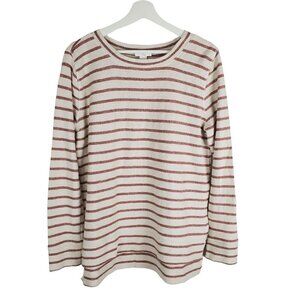 LOFT Lounge Small Striped Woven Tunic Blouse Long‎ Sleeve Shirt